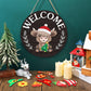 🐇LENTE 2026 HOT SELLER💥Highland Cow-bord Verwisselbaar welkomstbord met magneet Afneembare hoeden Schattige hangende koeien