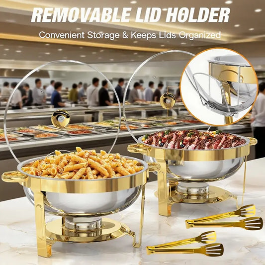 🔥 NU 60% KORTING! 🎄 Buffetset van roestvrij staal met chafing dish - Gelijkmatige hitte en duurzaam, perfect voor feestdagen en feestjes ✨