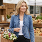 🧥 50% KORTING !! 🌸 Damesjeansjack met ruches en open voorkant – Lichtgewicht en vrouwelijk – Veelzijdig en chic 👗