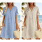 🏖️ 50% KORTING! 👗 Damesjurk met V-hals – losse pasvorm, zakken en ademend