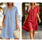 🏖️ 50% KORTING! 👗 Damesjurk met V-hals – losse pasvorm, zakken en ademend