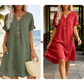 🏖️ 50% KORTING! 👗 Damesjurk met V-hals – losse pasvorm, zakken en ademend