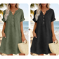 🏖️ 50% KORTING! 👗 Damesjurk met V-hals – losse pasvorm, zakken en ademend
