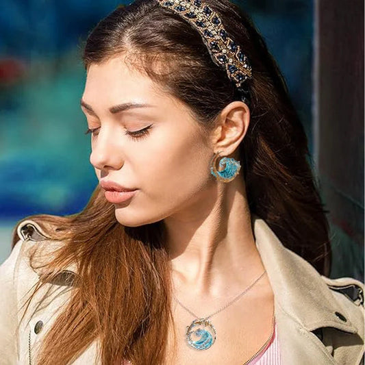 ❄️60% KORTING🌊Elegante set met ketting, ring en blauwe oorbellen