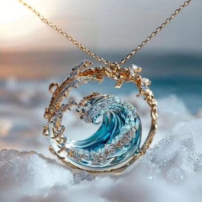 ❄️60% KORTING🌊Elegante set met ketting, ring en blauwe oorbellen