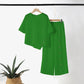 Onregelmatige tweedelige set 👗: Asymmetrische top + broek met enkele rij knopen — Ruimvallend & ademend 🛍️