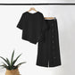 Onregelmatige tweedelige set 👗: Asymmetrische top + broek met enkele rij knopen — Ruimvallend & ademend 🛍️