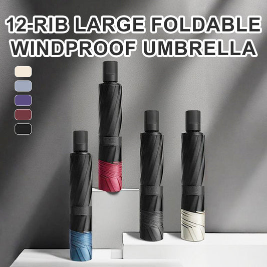 ☔ Grote opvouwbare winddichte paraplu met 12 ribben - Ultieme bescherming!📢📢Laatste 1 uur: Grote uitverkoop⏰⏰