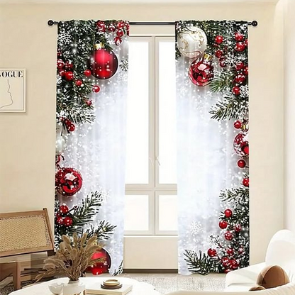 🔈🔈60% KORTING ! ✨ Kerst Gordijnen Set van 2 Stuks - Dik Polyester, Eenvoudig te Plaatsen, Machinewasbaar, Creëert een Feestelijke Sfeer 🎄🏠