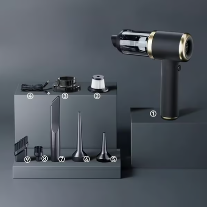 💨 Draagbare stofzuiger | Zuig- en blaasfunctie · Lange batterijduur · Slank en draagbaar · Compleet met accessoires