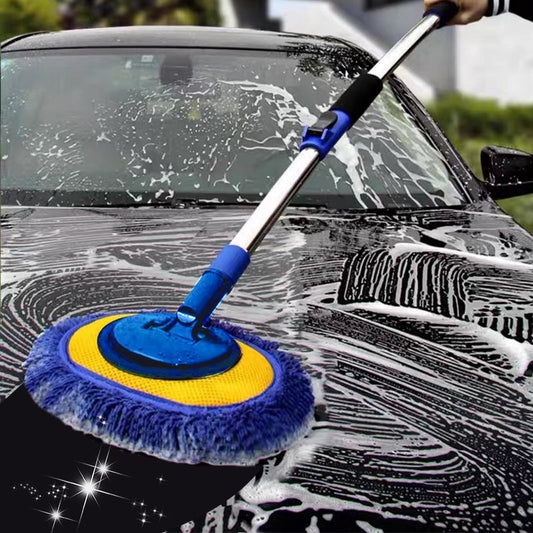 🚗 NU 60% KORTING! 🧽 Duurzame aluminium telescopische autowasmop met lange steel – Zachte microvezel, krasvrij en verstelbare lengte ✨