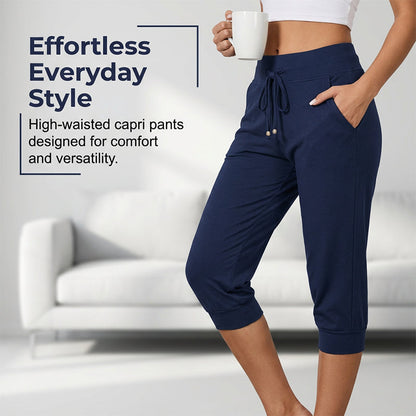 👖60% KORTING! 🔥Cropped joggingbroek met trekkoord in de taille – Zachte polyester, capri-lengte & zijzakken (6 kleuren, S–3XL) 👖🌸