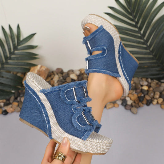 👡ZOMERUITVERKOOP 2026🔥 Casual denim platform slippers voor dames