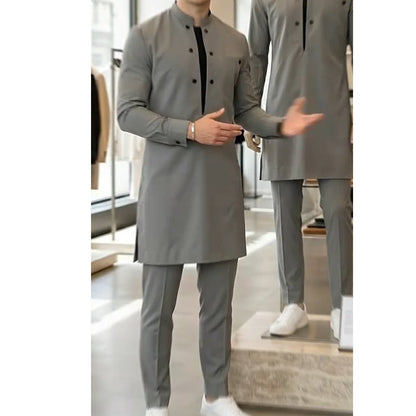 👔 60% KORTING! 🔥 Moderne herentuniek en -broek met mandarijnkraag – Elegant ontwerp, comfortabele pasvorm en perfect voor feestelijke gelegenheden 🎩