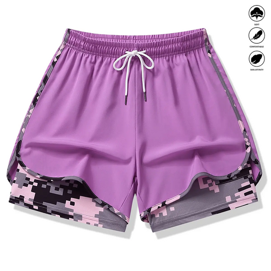 🏃‍60% KORTING OP 2-IN-1 SPORTSHORTS! 🔥 Ademende stof, camouflagevoering en zakken voor dames🏃‍♀️✨