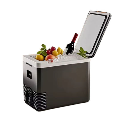 Draagbare autokoeler/verwarmer 🧊 20℃ temperatuurverschil, krachtige koeling/verwarming ♨️ Biedt ruimte aan 6 flessen water + snacks 🍎 Stille werking met slechts 45 decibel 🔇 Onmisbaar voor buitengebruik ⛺