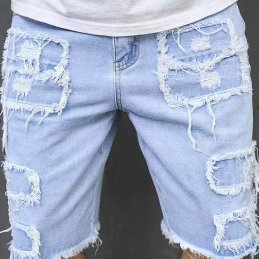 🔥NU 60% KORTING!🔥 Gescheurde denim shorts voor heren met gerafelde details