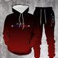 Sportset met zwart-rode kleurovergang 🔥 Compleet met hoodie & broek — Voorzien van een kangoeroezak en tailleband met trekkoord. Perfect voor zowel de sportschool als op straat! 💪