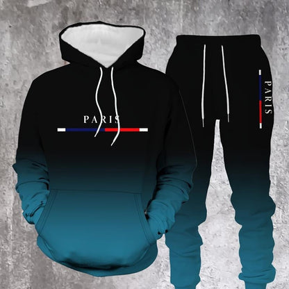 Sportset met zwart-rode kleurovergang 🔥 Compleet met hoodie & broek — Voorzien van een kangoeroezak en tailleband met trekkoord. Perfect voor zowel de sportschool als op straat! 💪