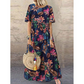Retro maxi-jurk met bloemenprint 🌼 Ronde hals, korte mouwen, losvallend en zwierig, waardoor je eruitziet alsof je zo uit een tuin bent gestapt 🌿