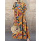 Retro maxi-jurk met bloemenprint 🌼 Ronde hals, korte mouwen, losvallend en zwierig, waardoor je eruitziet alsof je zo uit een tuin bent gestapt 🌿