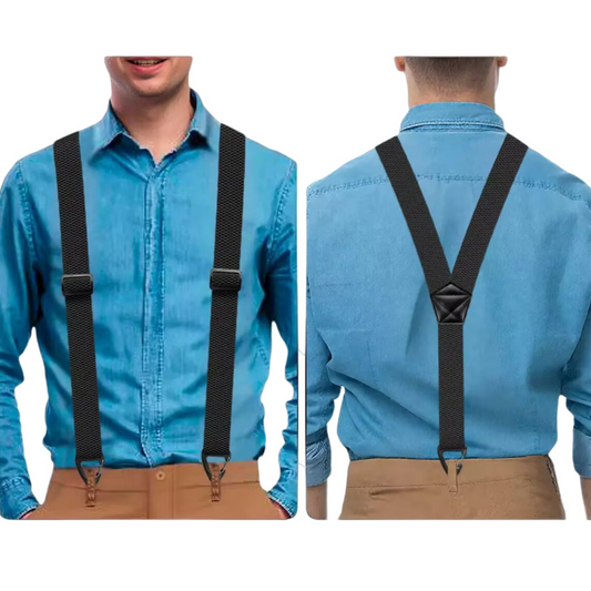 Antislip schouderbanden 👖 Brede elastische band + stevige haken, metalen verstelgesp, duurzaam polyester, geschikt voor zowel werkkleding als buitengebruik 🔧