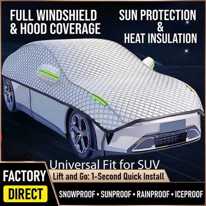 🌦️ NU 50% KORTING! 🚗 Dikke halve autohoes – Zonbescherming in de zomer, sneeuwbescherming in de winter – Slijtvast en weerbestendig – Perfect voor het Zweedse klimaat ❄️