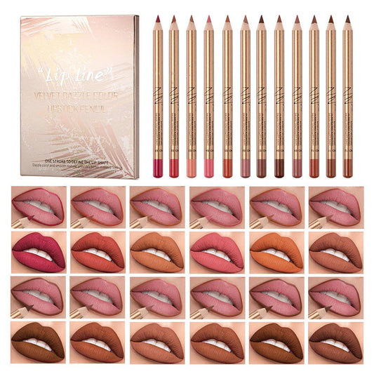 👄 50% KORTING! 💄 Set met 12 kleurpotloden voor de lippen die niet uitlopen – langhoudend, romig en waterbestendig – perfect voor dagelijks gebruik of professionele make-up 🎨