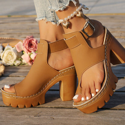 👡50% KORTING✨ Sandalen met open teen en dikke hak | Stabiele hakhoogte · Ademend opengewerkt ontwerp · Verstelbare enkelbandjes · Antislip rubberen zool · Veelzijdig zomers model