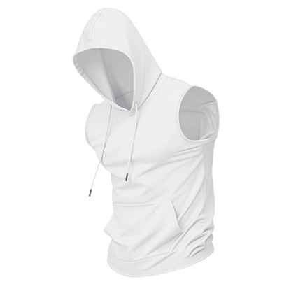 🔥 Mouwloze sporttop met capuchon💧 Vochtafvoerend · Sneldrogend en wrijvingsbestendig🧢 Capuchon biedt bescherming tegen de zon en wind · 🏋️ Geschikt voor gewichtheffen, hardlopen en vrijetijdsbesteding