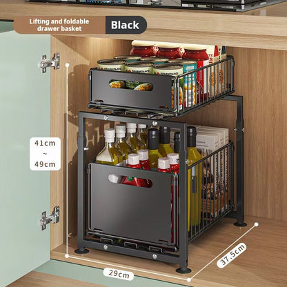 💥 50% KORTING! 🥫 Dubbellaags Uittrekbare Kastorganizer – Verstelbaar, Grote Capaciteit & Geen Montage Nodig ✨