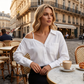 👚 50% KORTING! ✨ Off-shoulder knoopblouse voor dames – asymmetrisch, crêpe en lange mouwen – luchtig, casual en chic 💫