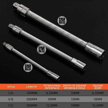 🔩 50% KORTING ⚙️ Flexibele verlengstang met ratel – chroom-vanadium, 3 maten – bereikt krappe hoeken, kogelvergrendeling – ideaal voor autoreparaties of doe-het-zelf 🛠️