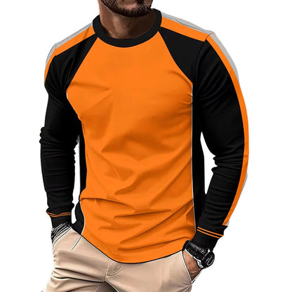 👕 TIJDELIJKE AANBIEDING: 50% KORTING! ✨ T-shirt met ronde hals, kleurblokken en lange mouwen – Hoog contrast, ademend, atletische pasvorm 🔥