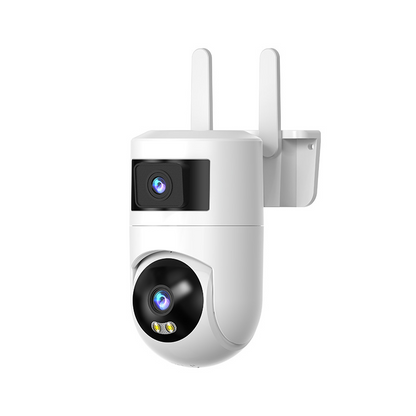 📹 Slimme beveiligingscamera met dubbele lens | Nauwkeurige persoonsdetectie dankzij dubbele lens · 360° panoramisch beeld · IP66 weerbestendig