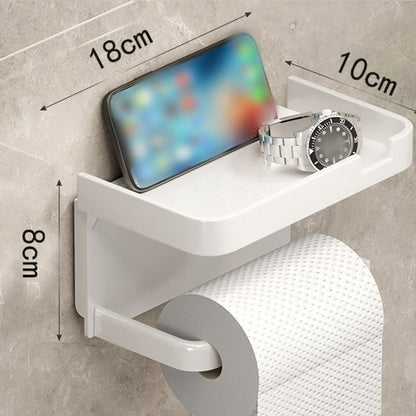 🚽 50% KORTING! 🧻 Wandgemonteerde toiletrolhouder met plank – PP – Boren niet nodig & waterdicht voor de badkamer