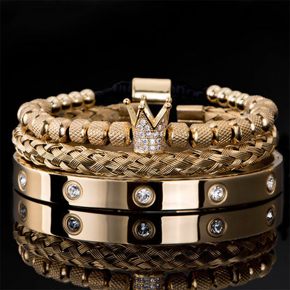 👑 50% KORTING! 💎 3-delige armbandenset voor heren met kroonmotief – Luxe uitstraling, duurzaam en veelzijdig – Perfect voor dagelijks gebruik en speciale gelegenheden ✨